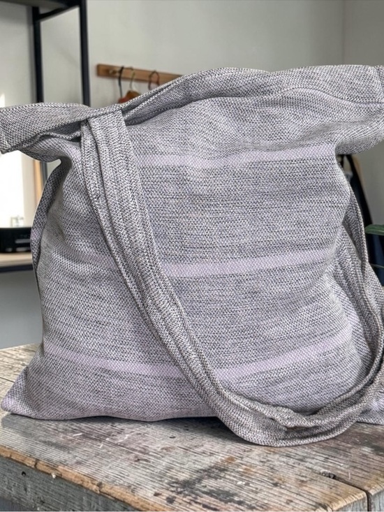 Blue Moon Under Handbags - Everyday Purple Gray Knit Tote Bag with Shoulder Strap!